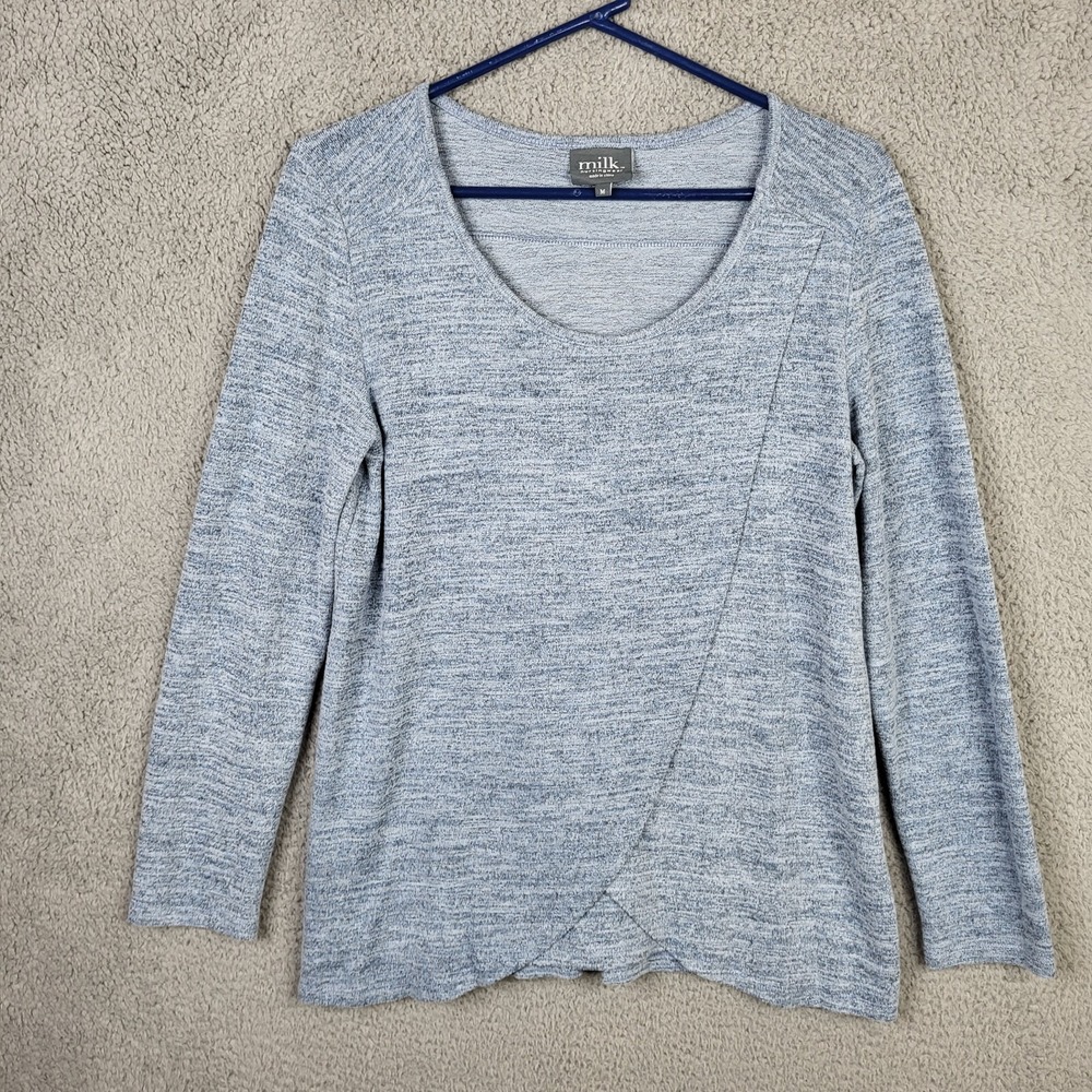Milk nursingwear Women's blue long sleeve Stretch Top Size M